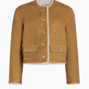 Nili Lotan Tan Teddy Jacket with Gold Accents